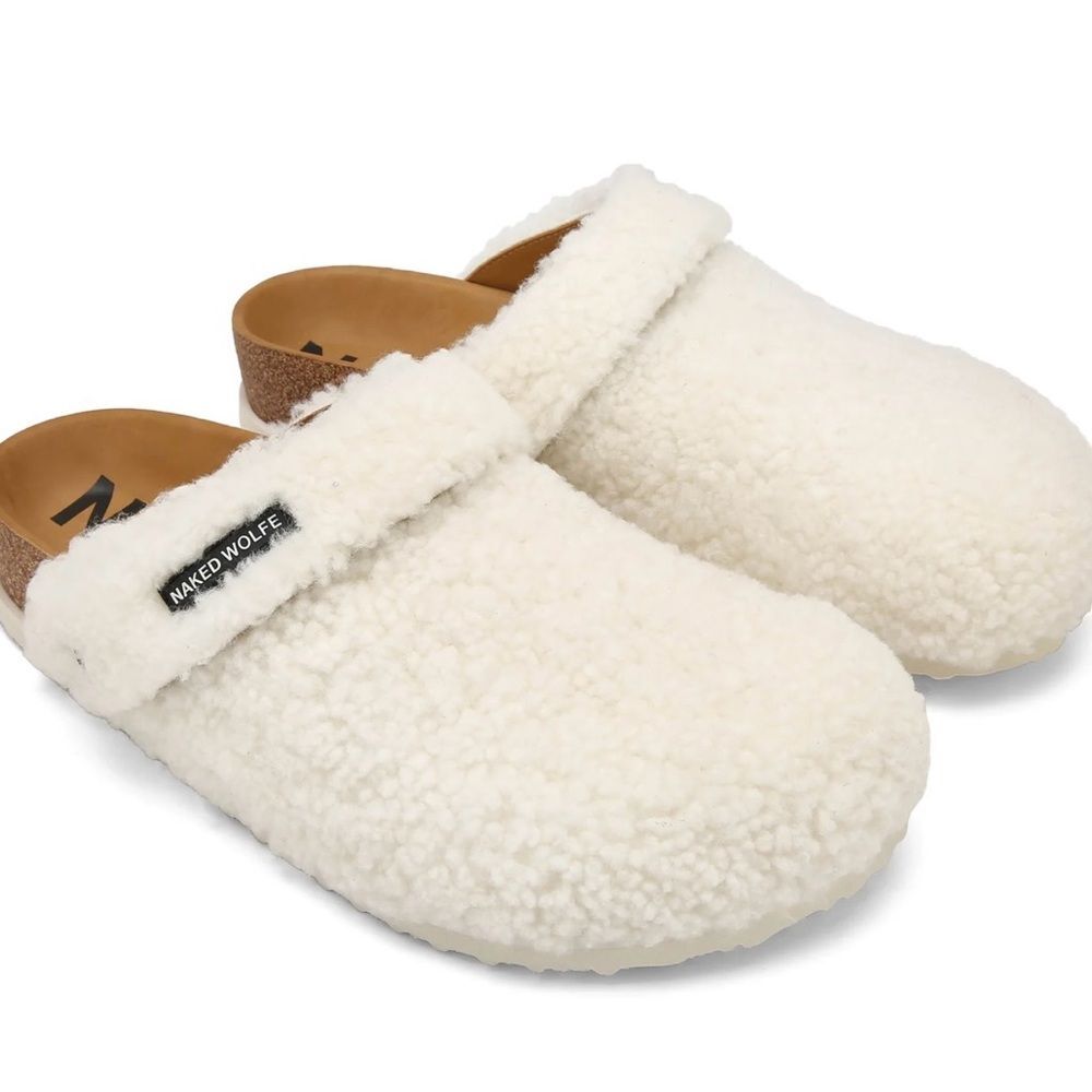 Naked Wolfe Malta Crème Shearling Size 44EU U.S. size 11 Slip On Mules Shoes
